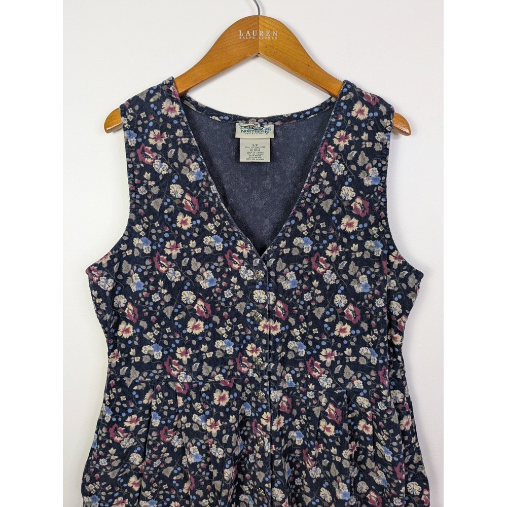 Northern Reflections Corduroy Dress S Floral Button Down Cottage Modest Prairie